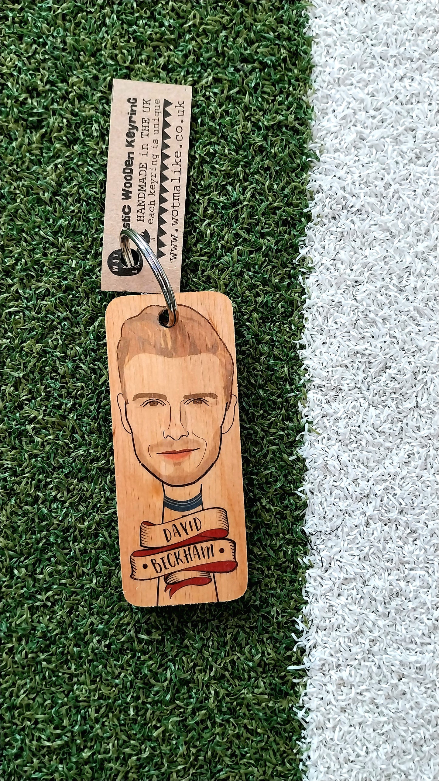 David Beckham Wooden Keyring