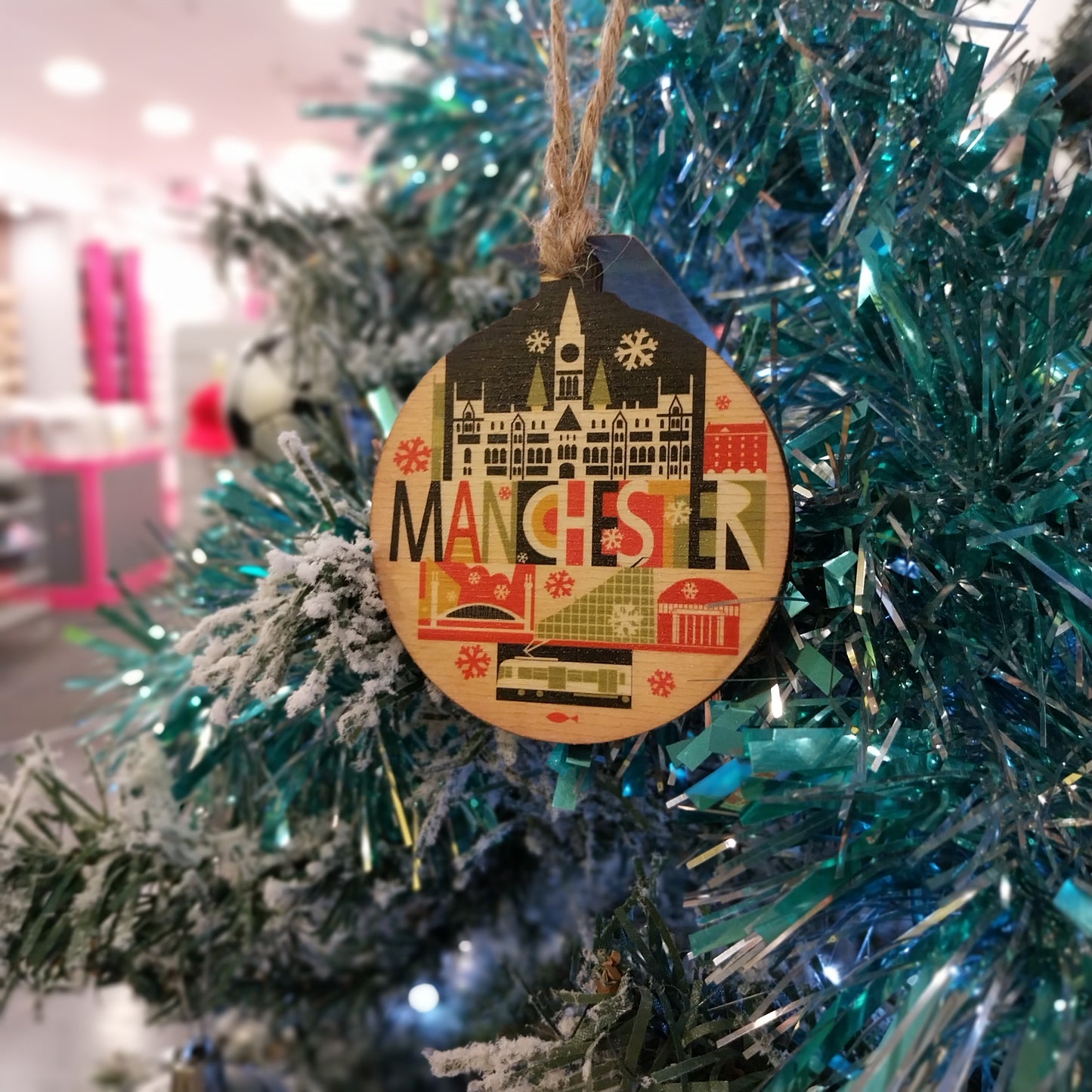City Scape Manchester Christmas Bauble