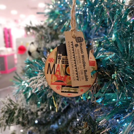 City Scape Manchester Christmas Bauble