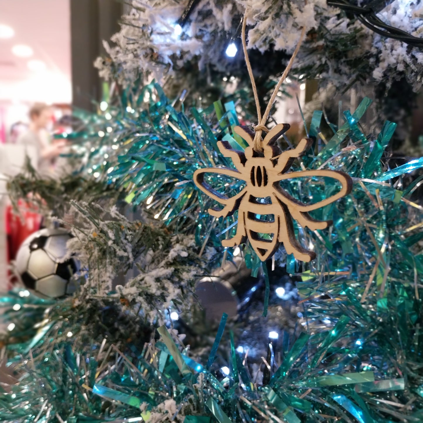 Wooden Manchester Bee Ornament - The Manchester Shop