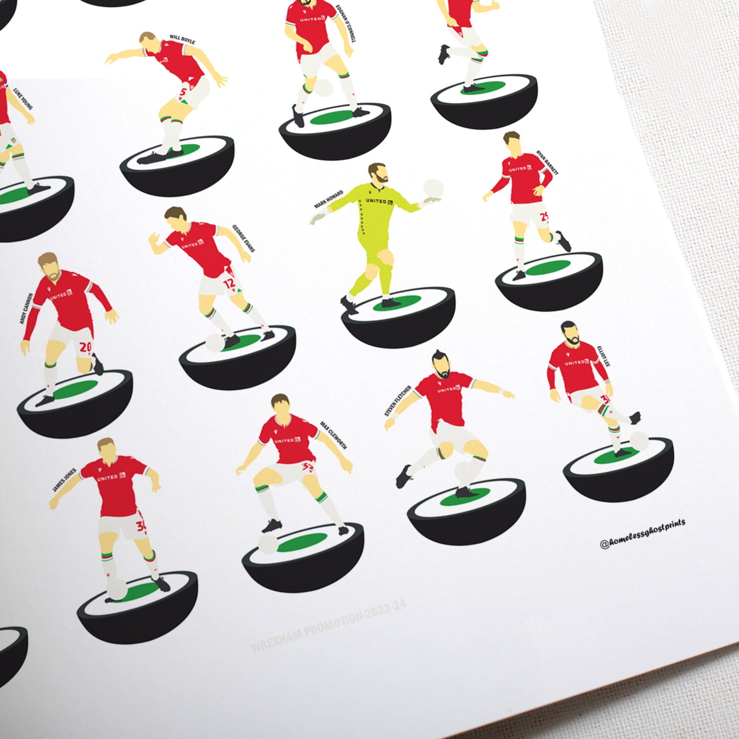 Wrexham 2024 Promotion Subbuteo Print