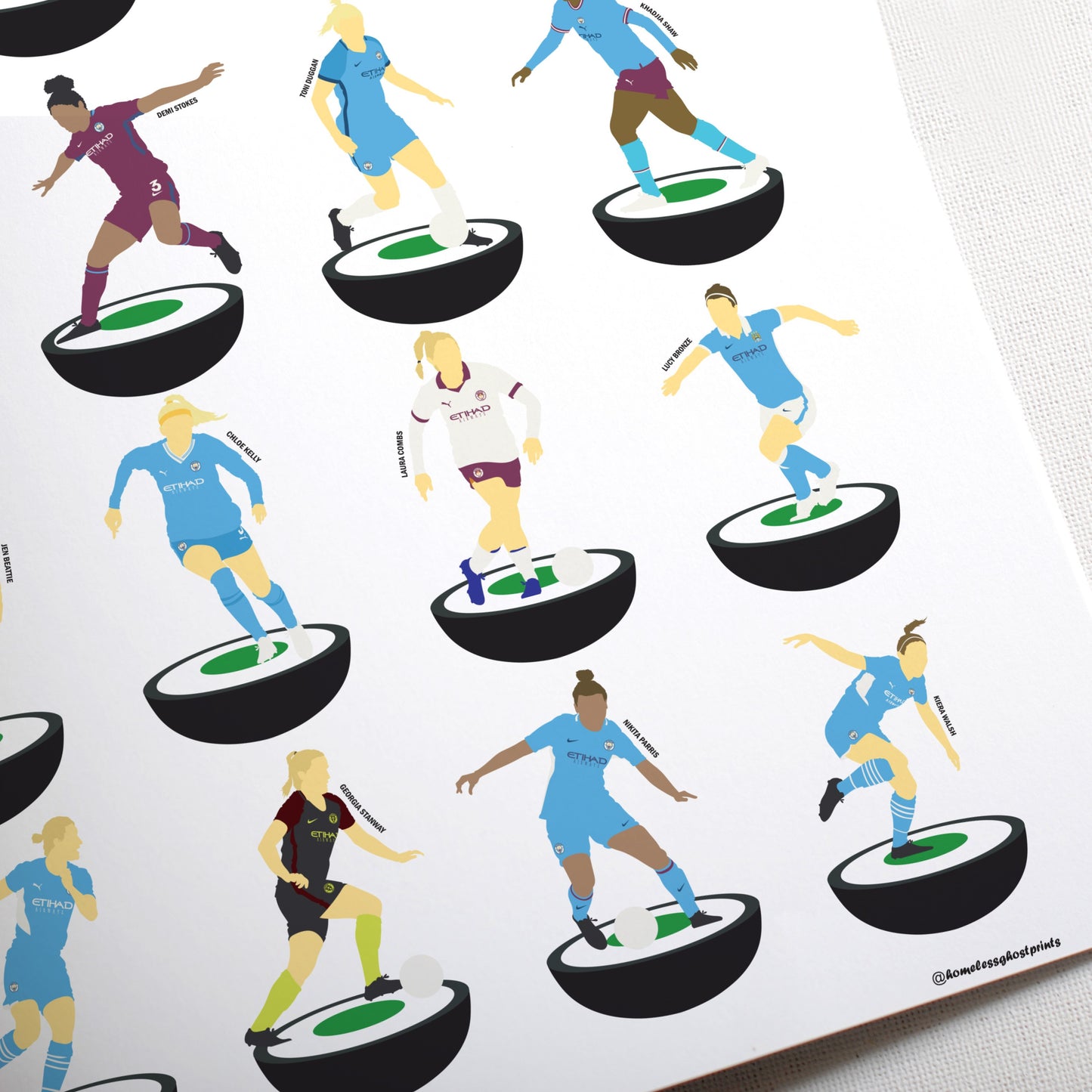 Manchester City WSL Legends Subbuteo Print