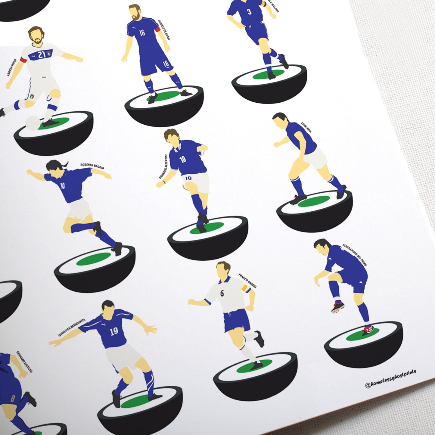 Italian National Team Legends Subbuteo Print