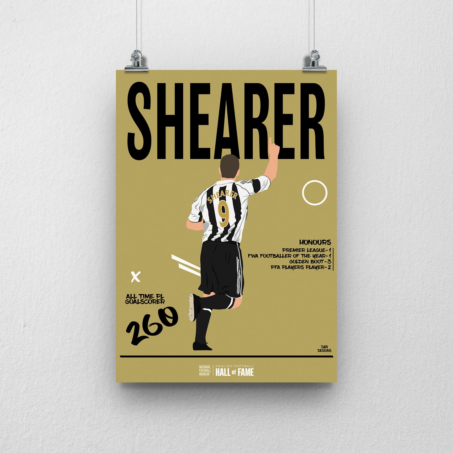 Alan Shearer Hall of Fame A3 Print - DanDesignsGB