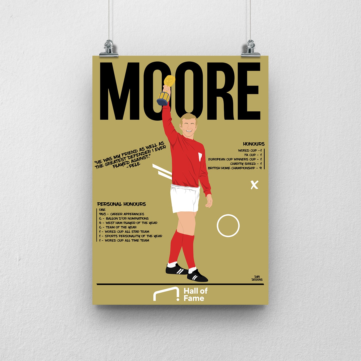 Bobby Moore Hall of Fame Print - DanDesignsGB
