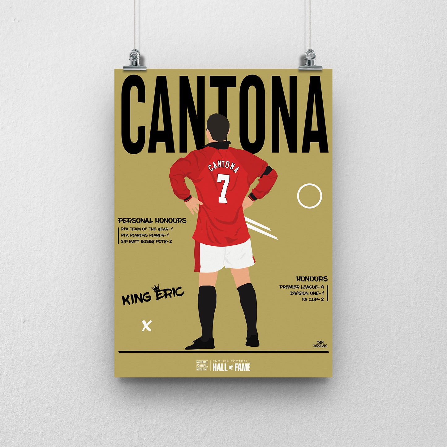 Eric Cantona Hall of Fame A3 Print - DanDesignsGB