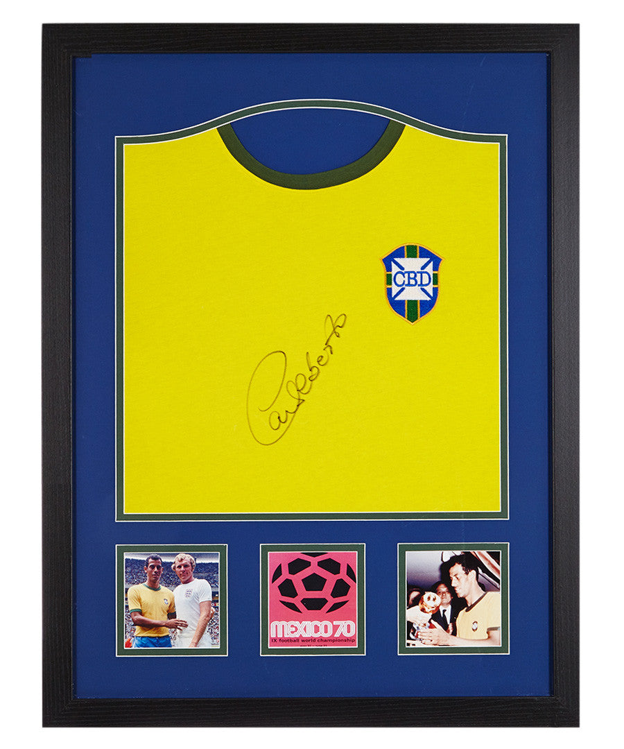 Carlos Alberto Signed 1970 Brazil Captain Replica Shirt