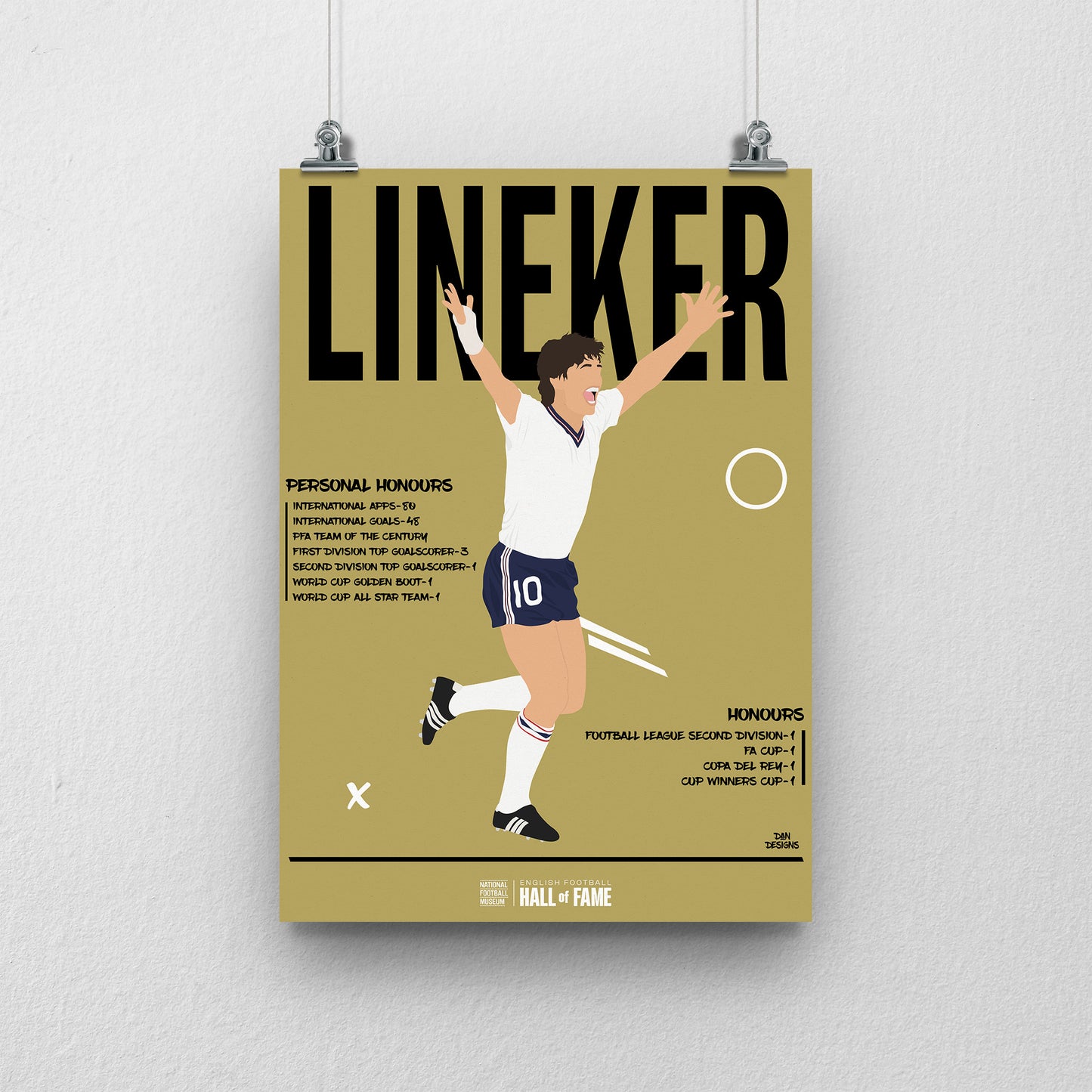 Gary Lineker Hall of Fame A3 Print - DanDesignsGB