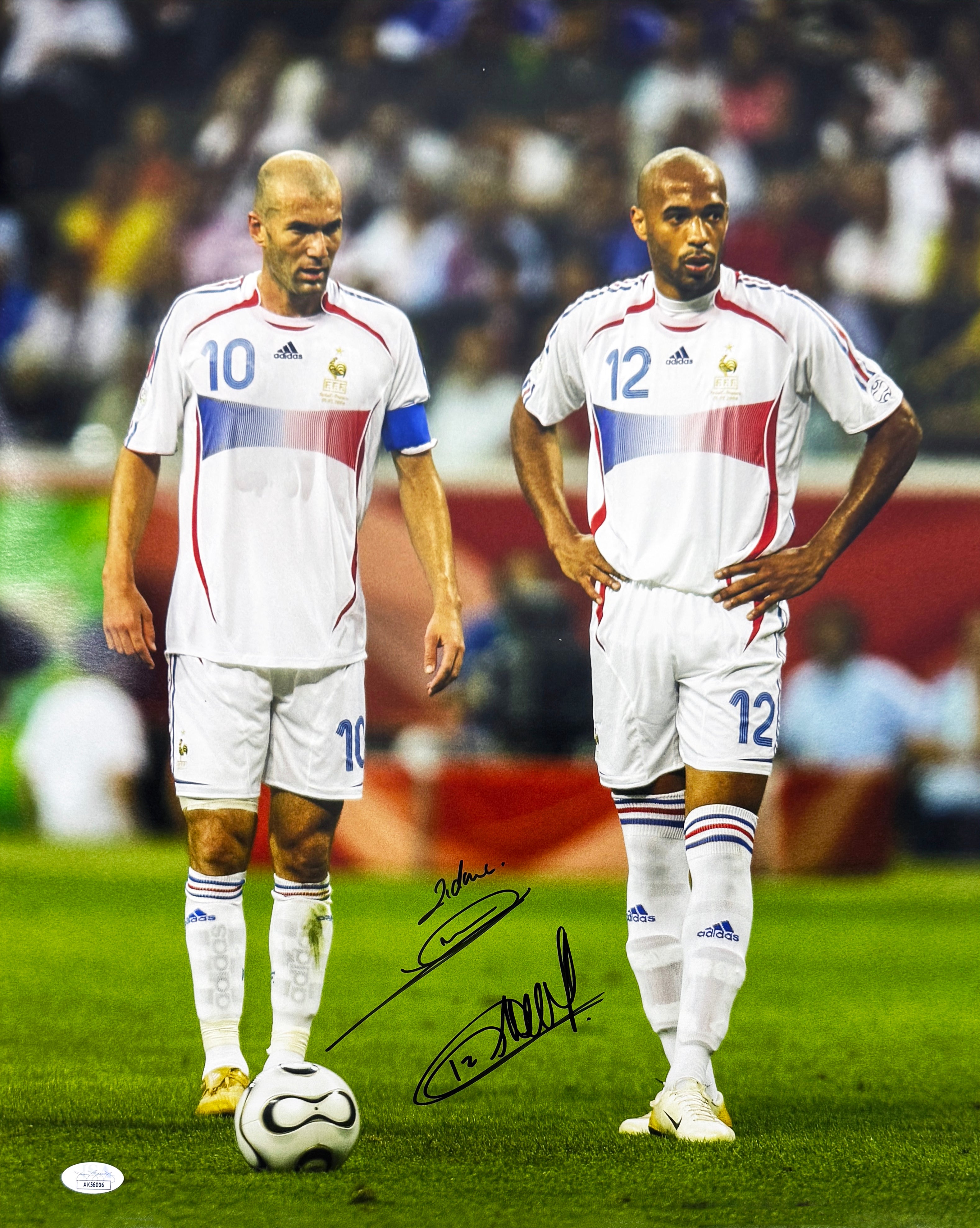 Zinedine Zidane & Thierry Henry dual signed France photo
