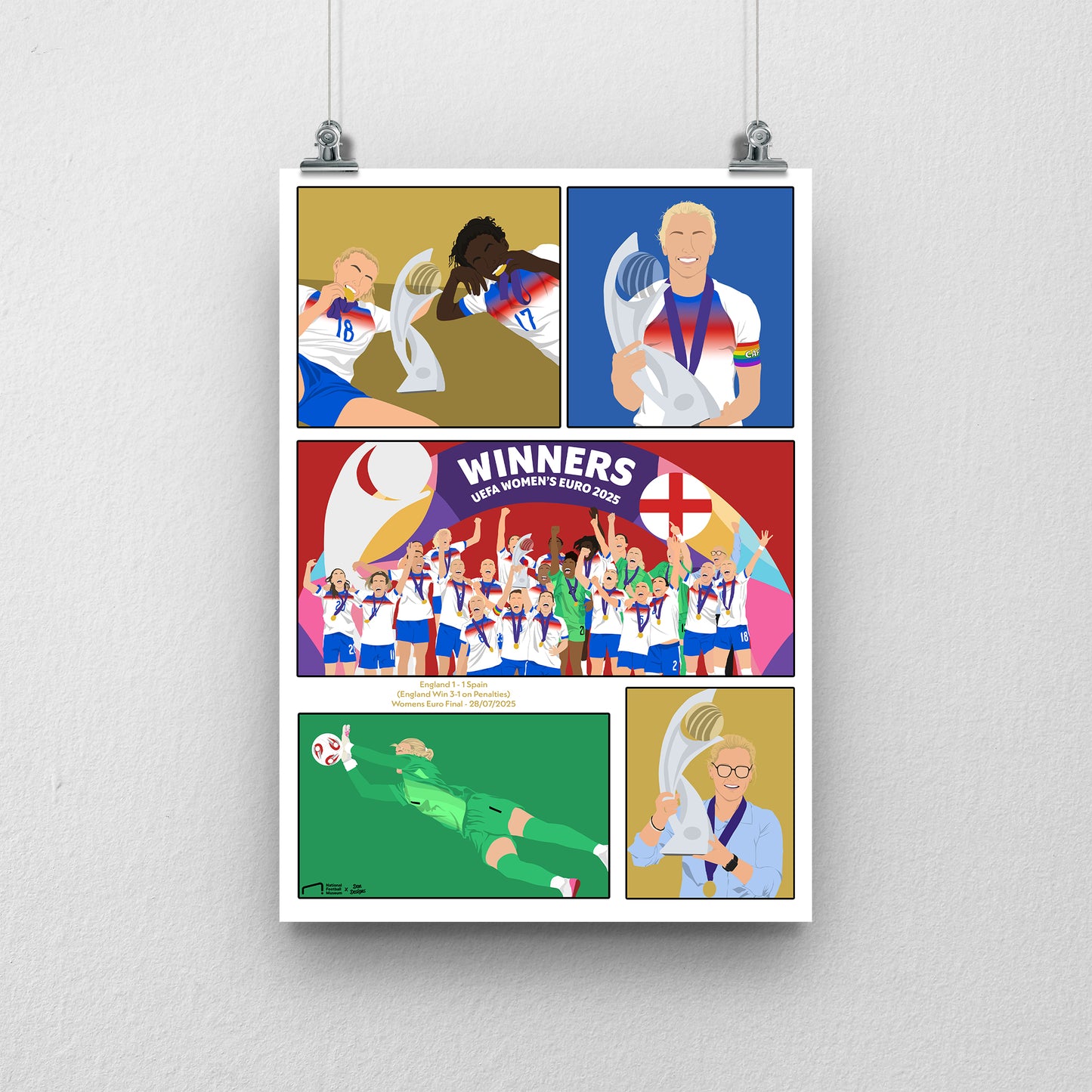 A3 EURO 2025 Lionesses Winners Art Print - DanDesignsGB