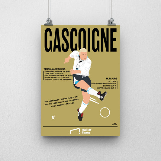 Paul Gascoigne Hall of Fame Print - DanDesignsGB