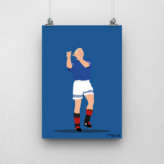 Paul Gascoigne Rangers Print - DanDesignsGB