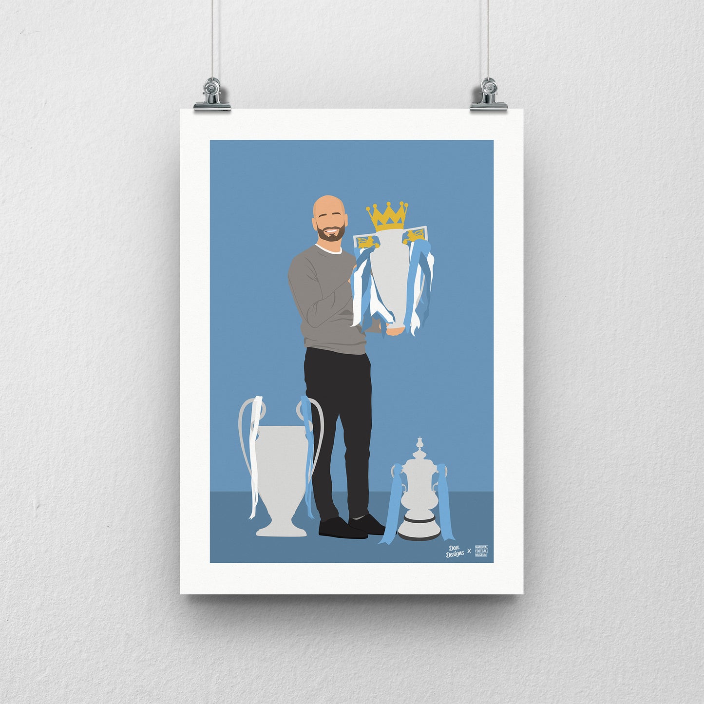 Pep Guardiola Treble A3 Print - Dan Designs