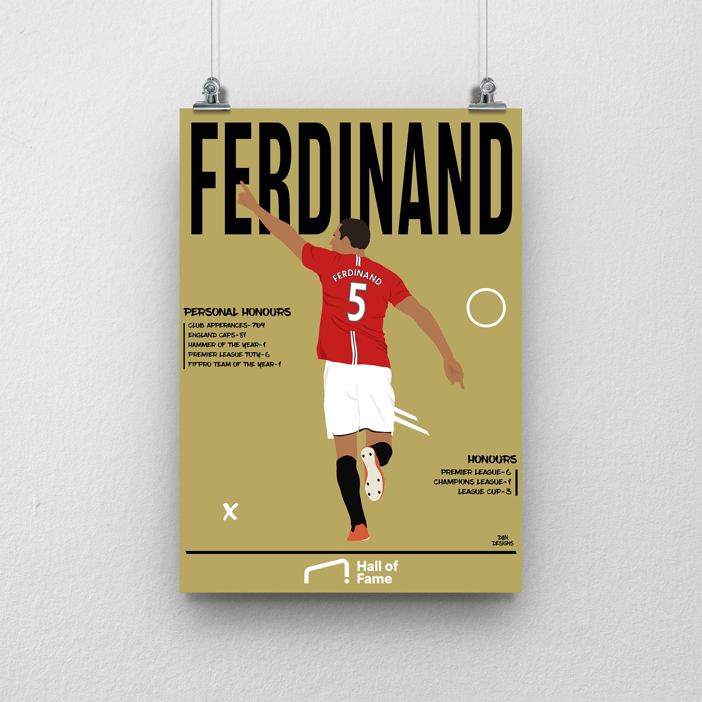 Rio Ferdinand Hall of Fame Print - DanDesignsGB