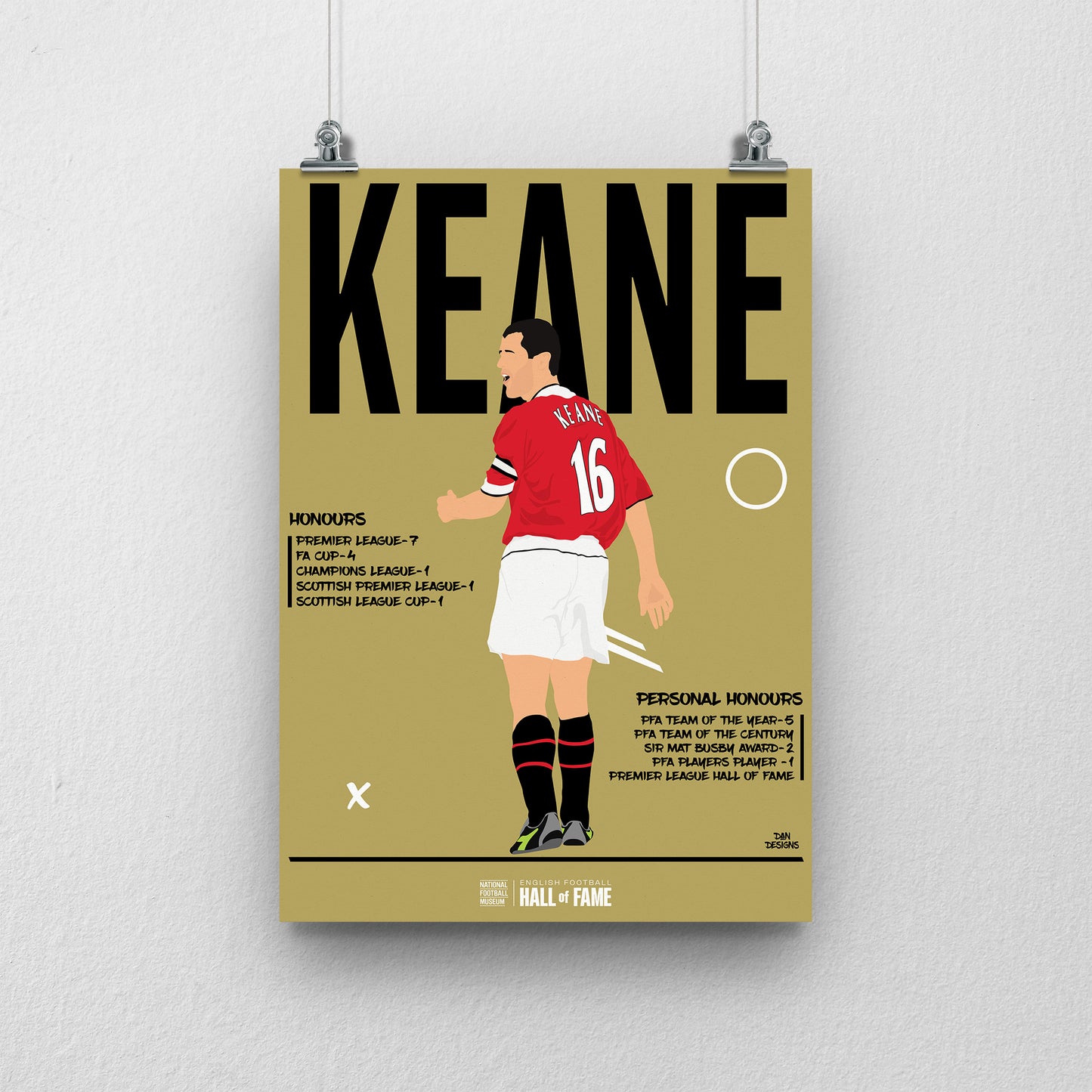 Roy Keane Hall of Fame A3 Print - DanDesignsGB