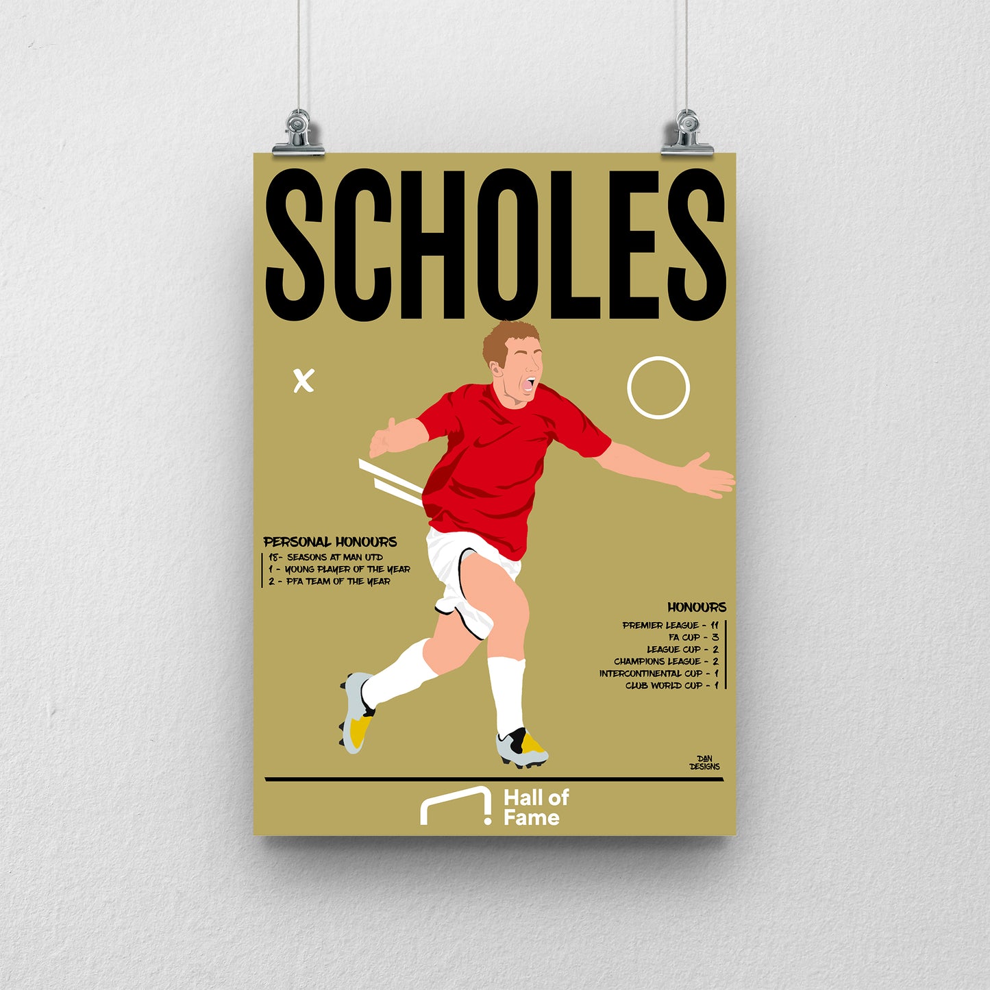 Paul Scholes Hall of Fame Print - DanDesignsGB