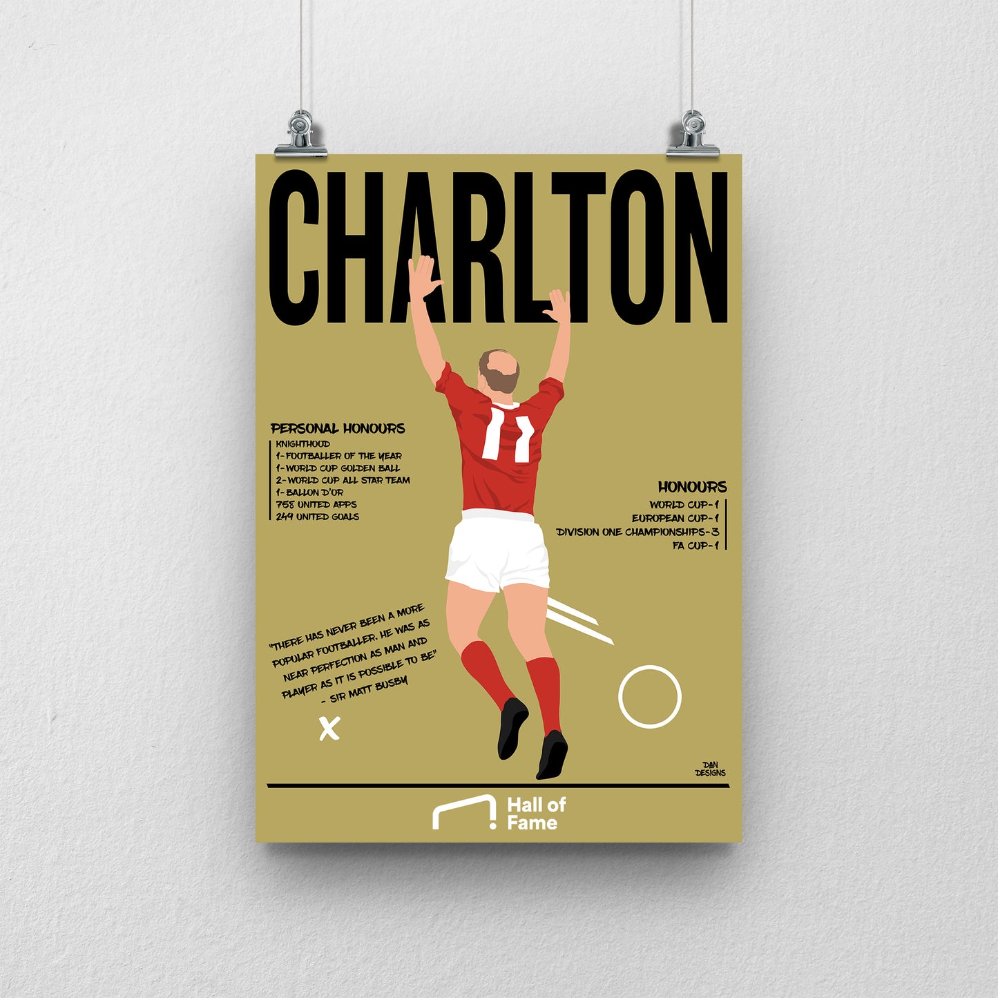 Sir Bobby Charlton Hall of Fame Print - DanDesignsGB