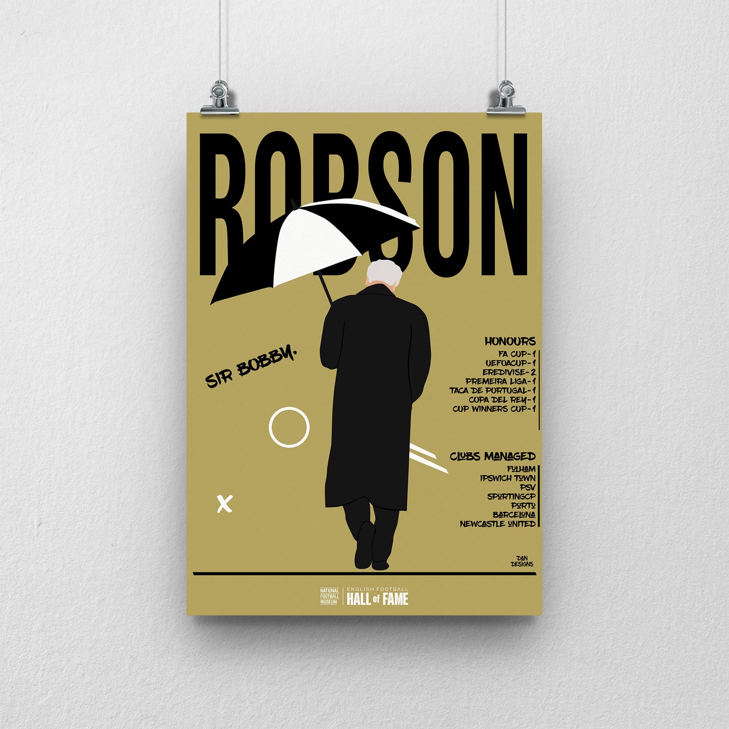 Sir Bobby Robson Hall of Fame A3 Print - DanDesignsGB