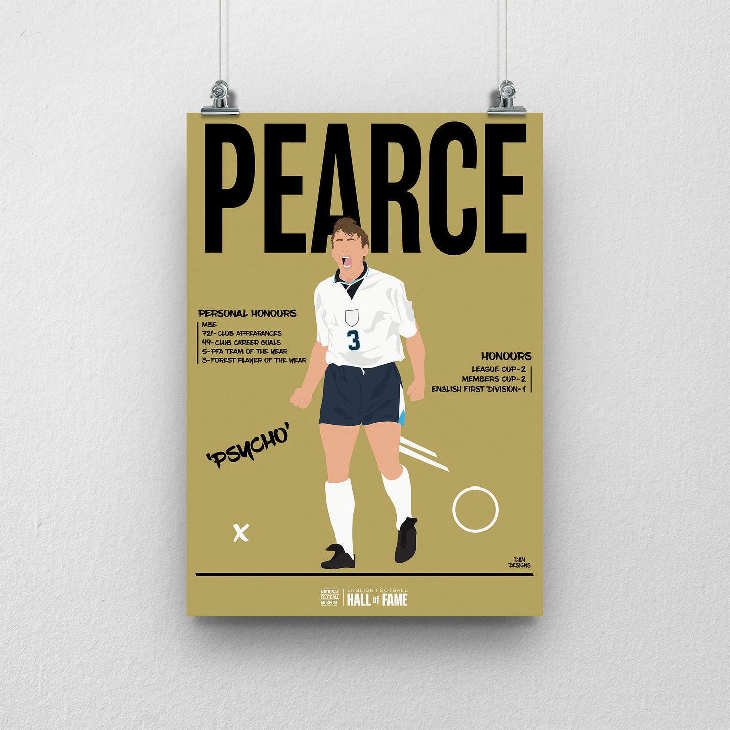 Stuart Pearce Hall of Fame A3 Print - DanDesignsGB