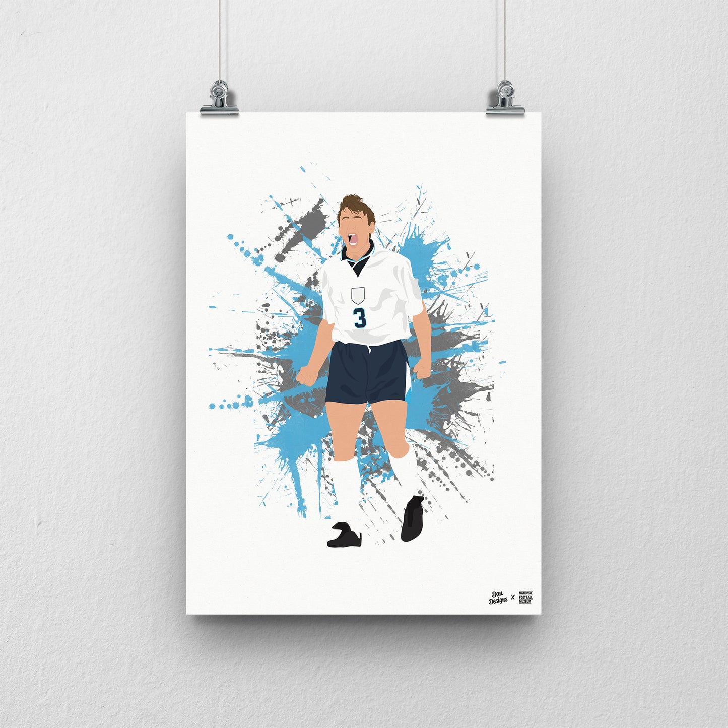 Stuart Pearce England A3 Print - DanDesignsGB