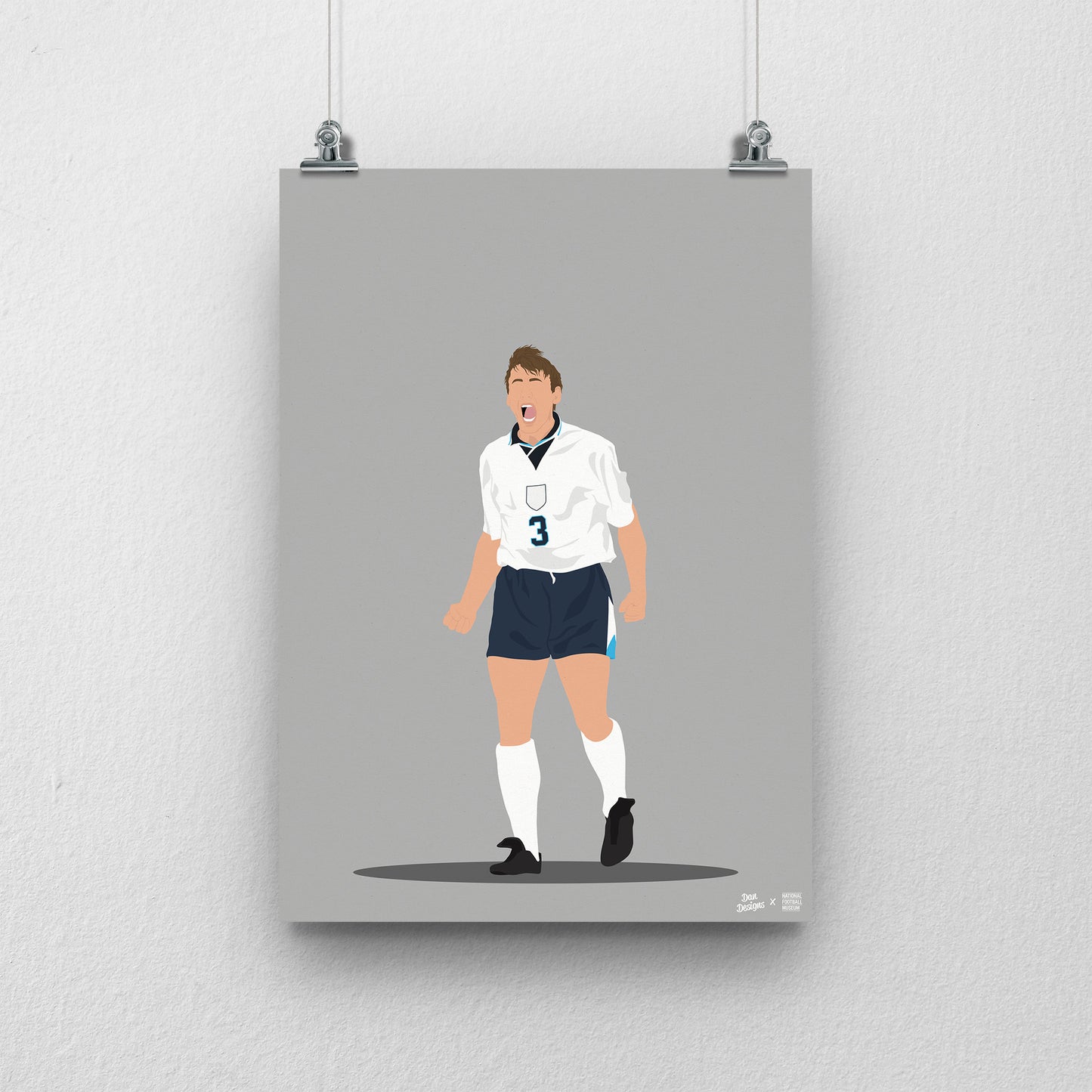 Stuart Pearce England A3 Print - DanDesignsGB