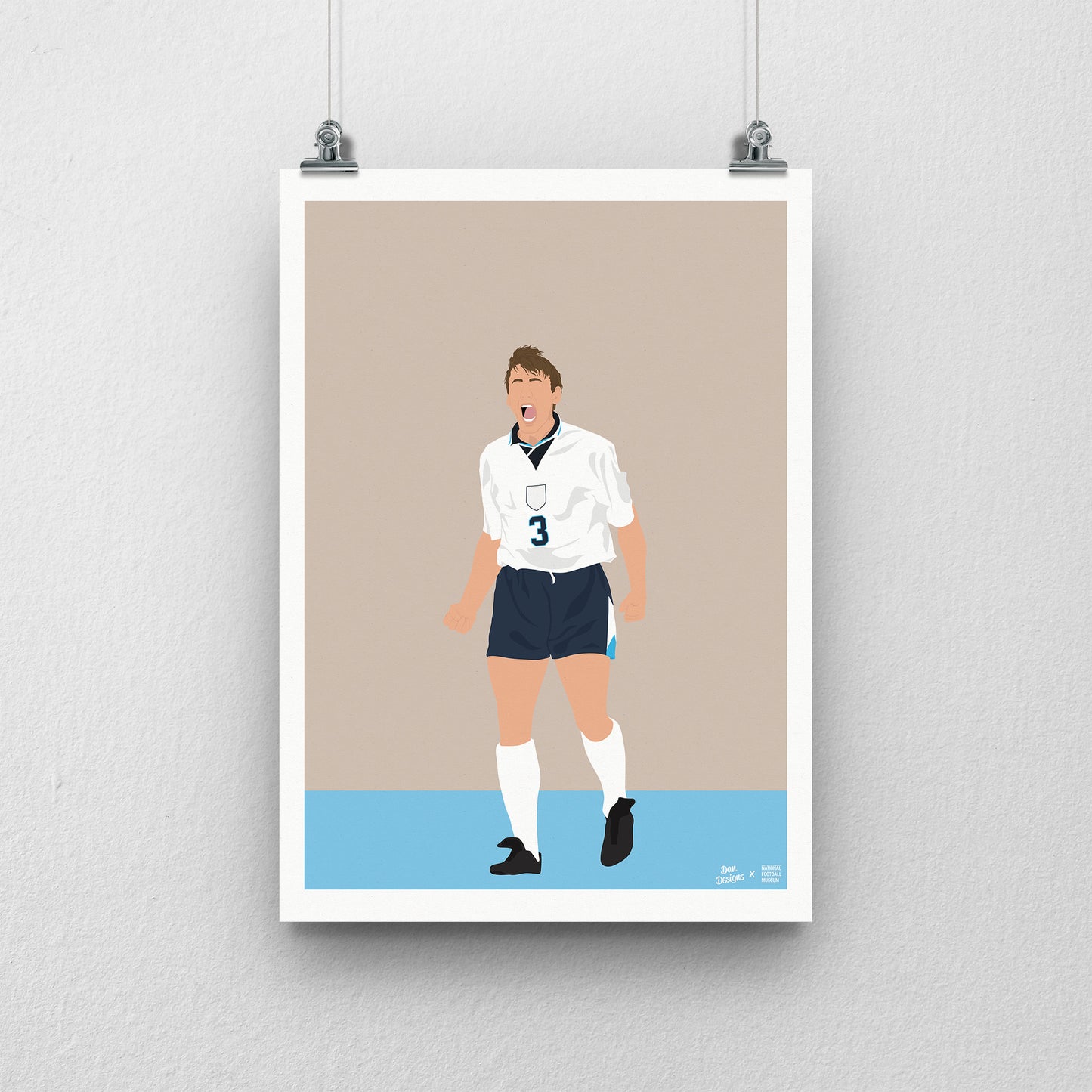Stuart Pearce England A3 Print - DanDesignsGB