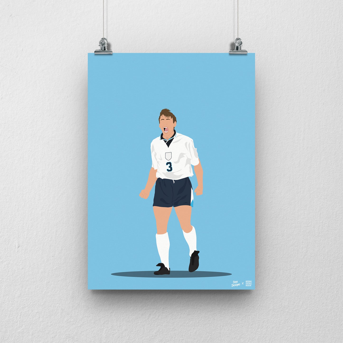 Stuart Pearce England A3 Print - DanDesignsGB