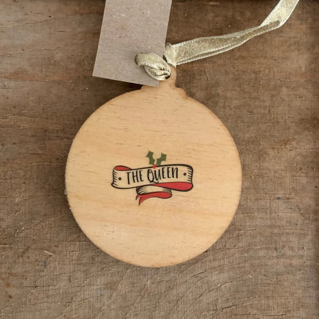 Her Majesty Queen Elizabeth Wooden Bauble