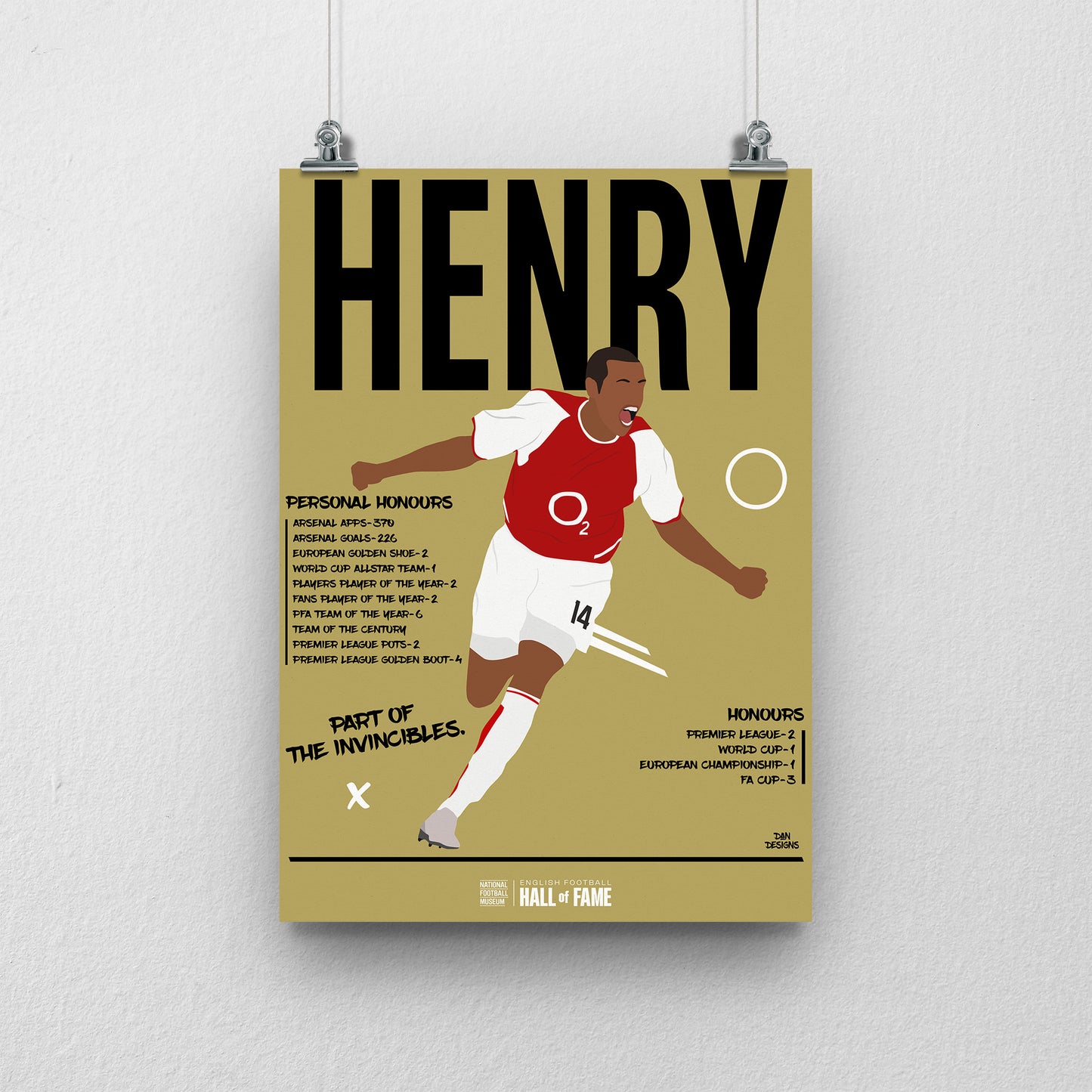 Thierry Henry Hall of Fame A3 Print - DanDesignsGB