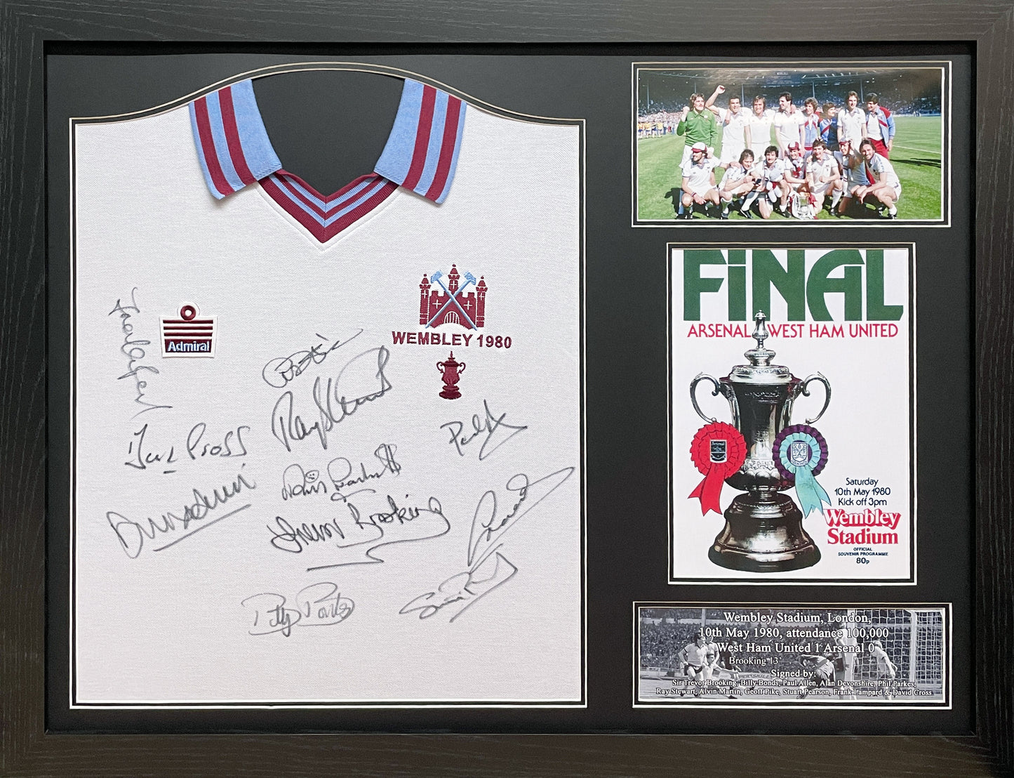 West Ham 1980 FA Cup Final Shirt Signed By 11 Players