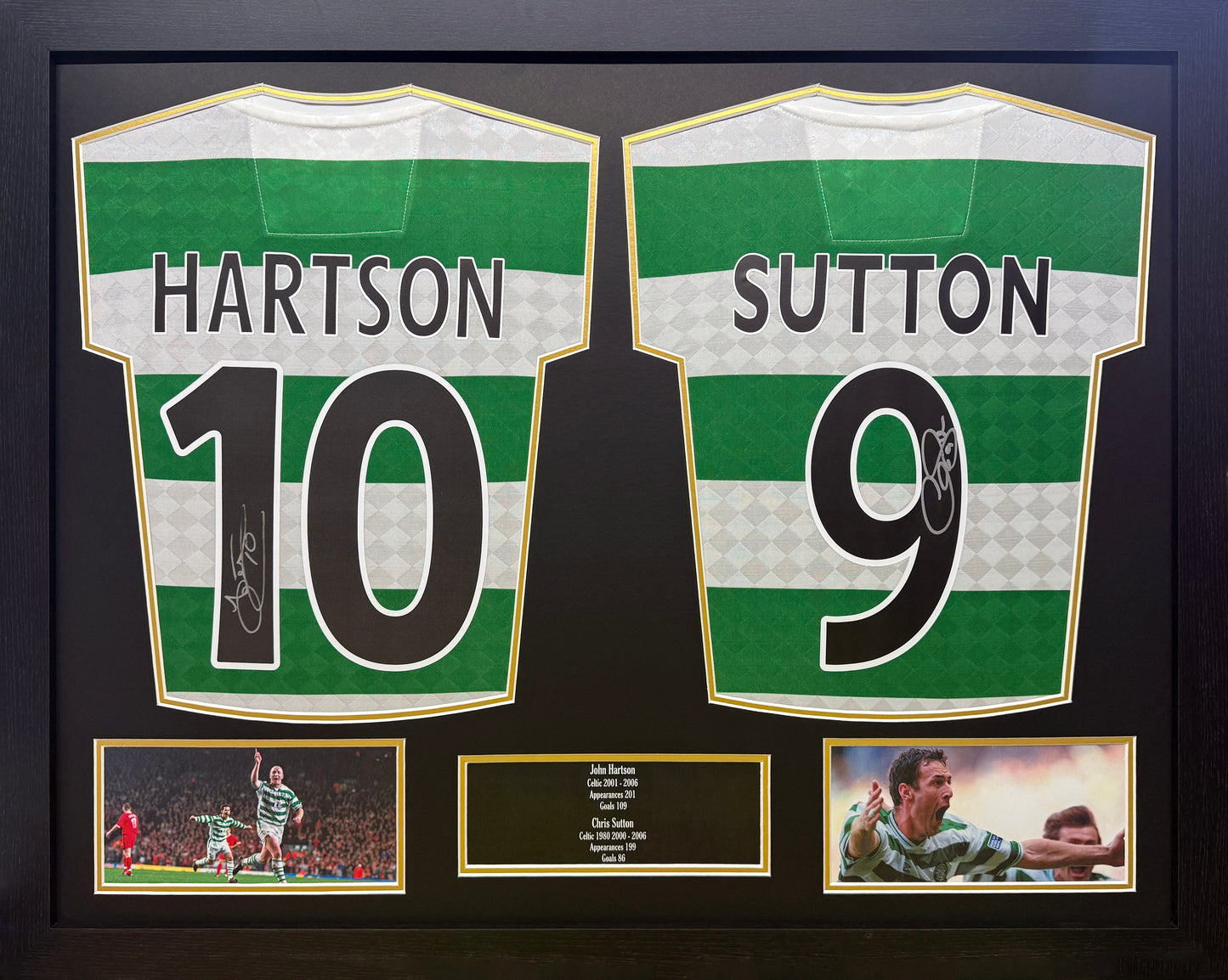 John Hartson And Chris Sutton Celtic Signed Shirt Display