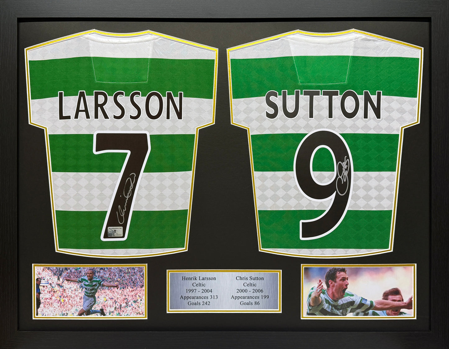 Larsson/Sutton signed 2 shirt display