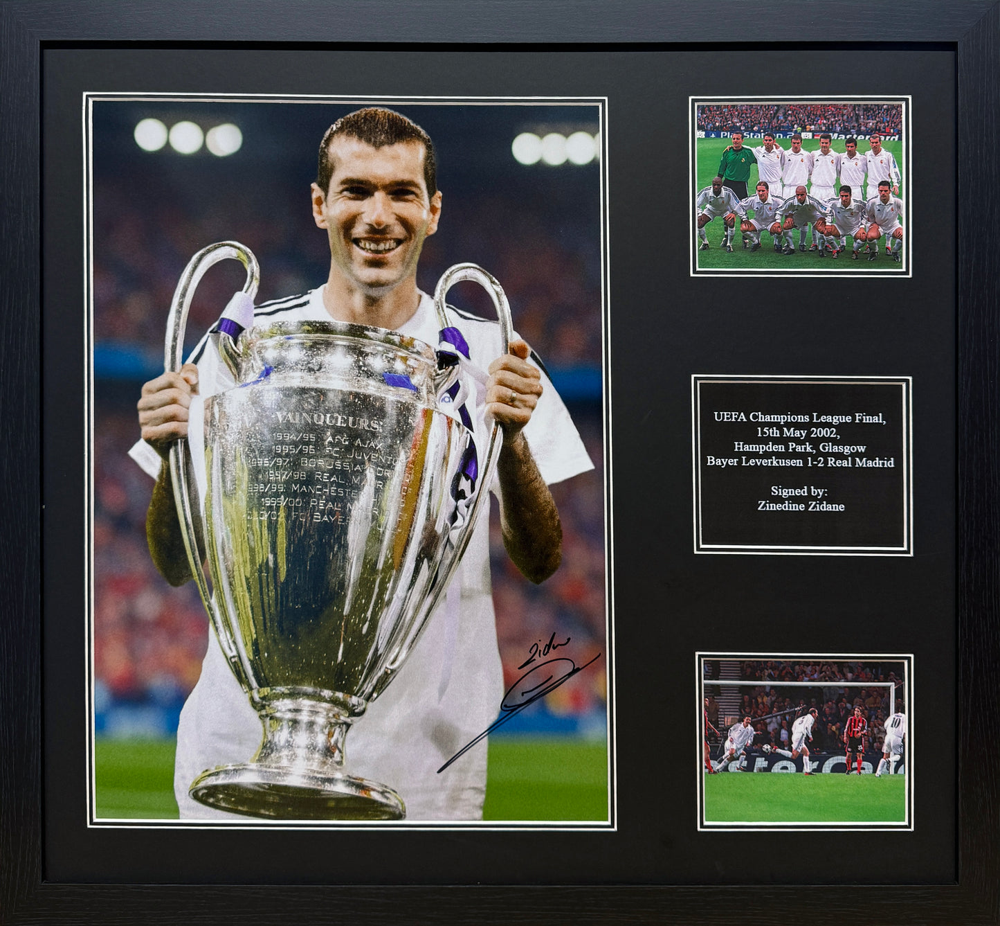 Zinedine Zidane Signed Real Mardrid Champions League Winners Photo