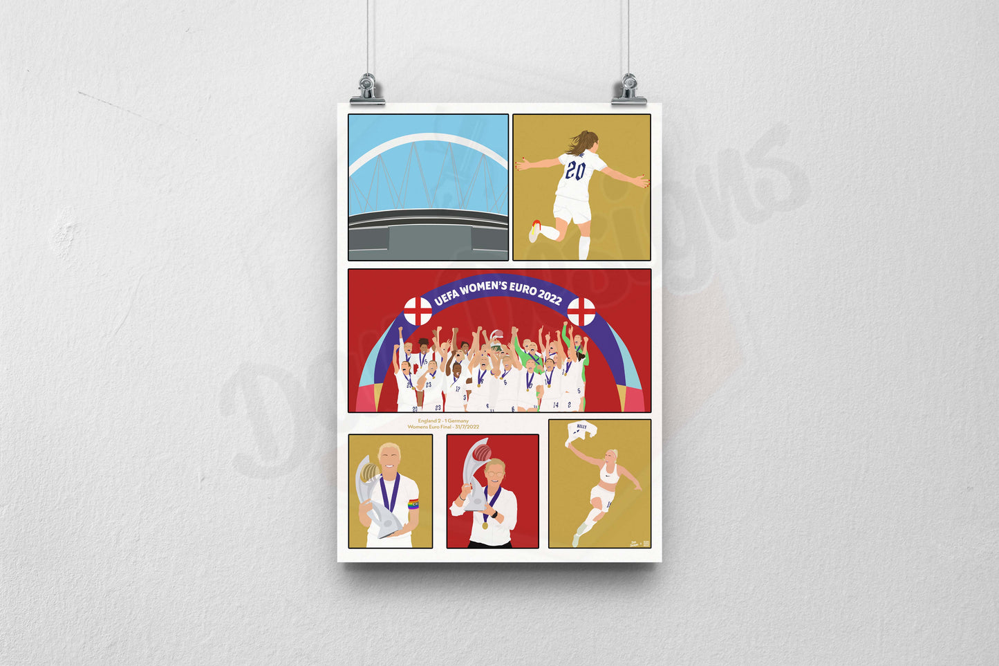Lionesses EURO 2022 Final A3 Print - DanDesignsGB