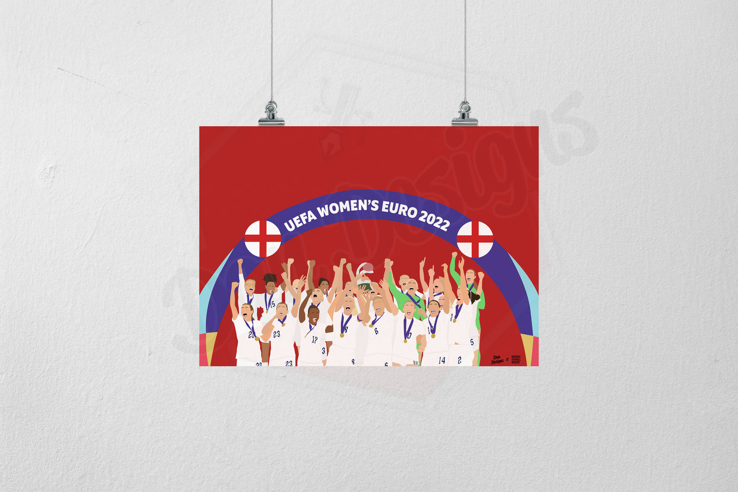 Lionesses EURO 2022 Celebration A3 Print - DanDesignsGB