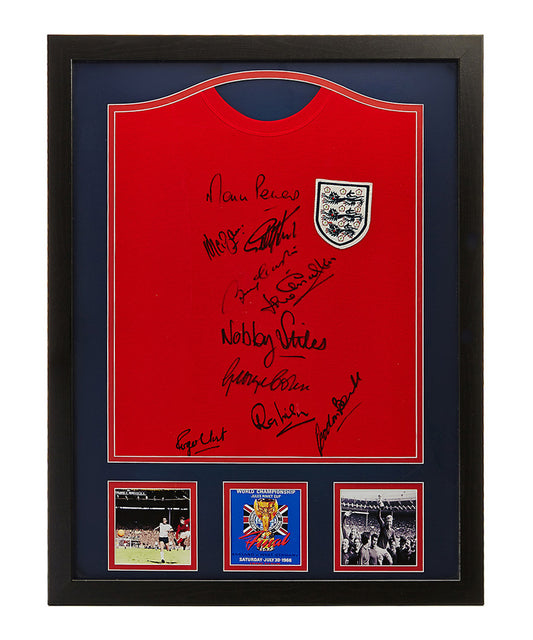 England Replica Shirt Signed by 10 - Framed