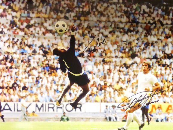 Geoff Hurst & Felix Dual Signed 1970 World Cup Photo
