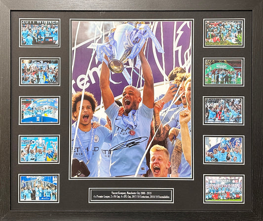 Vincent Kompany with Premier League Trophy Signed Photo