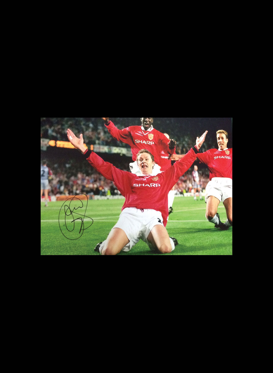 Ole Gunnar Solskjaer Signed 1999 Champions League Final Photo - Framed