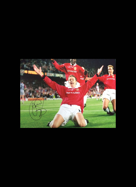 Ole Gunnar Solskjaer Signed 1999 Champions League Final Photo - Framed
