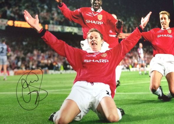 Ole Gunnar Solskjaer Signed 1999 Champions League Final Photo