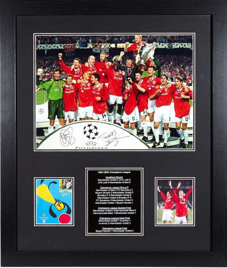 Solskjaer & Sheringham Dual Signed 1999 Champions League Final Photo