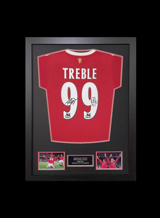 Solskjaer & Sheringham Dual Signed Manchester United Treble 1999 Shirt