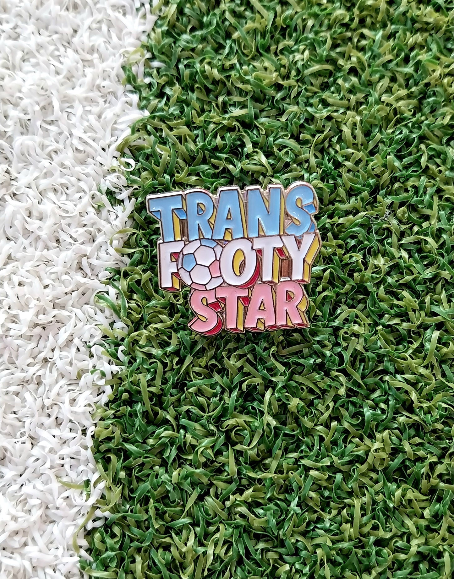 Trans Footy Star Pin Badge