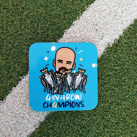 Pep Guardiola Man City Trophies Coaster