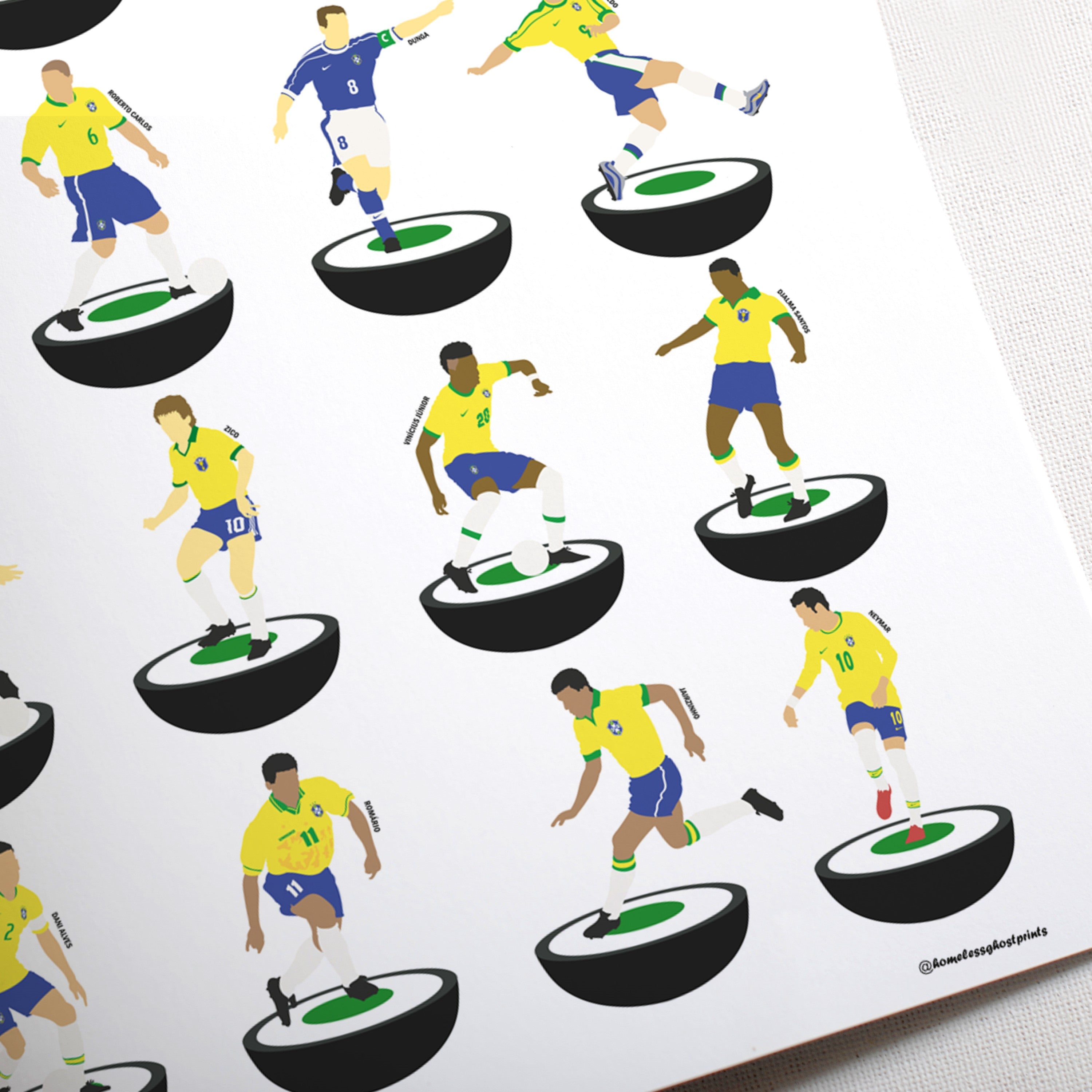 Subbuteo Drawings Brazil Legends Subbuteo Print – National Football Museum Shop