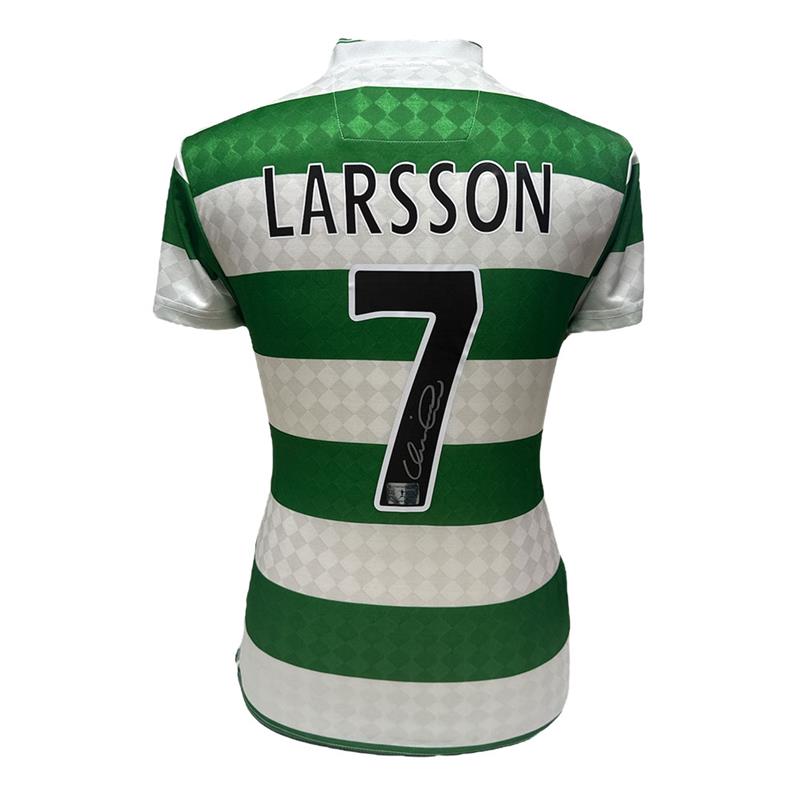 Framed Henrik Larsson Signed Official Celtic Centenary Retro Shirt