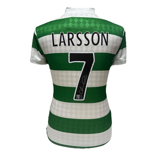 Framed Henrik Larsson Signed Official Celtic Centenary Retro Shirt