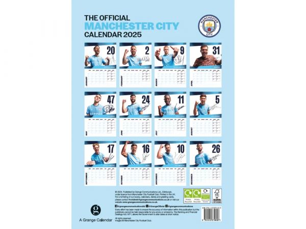 Man City 2025 Calendar - A3