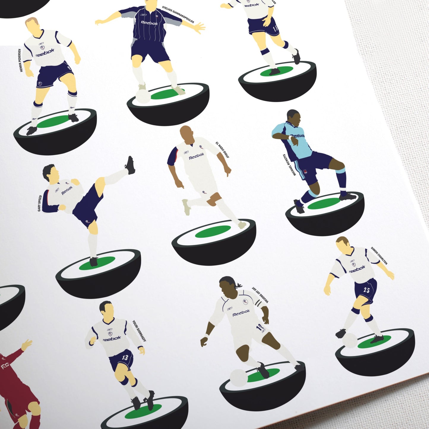 Bolton Wanderers Sam Allardyce years Subbuteo Print